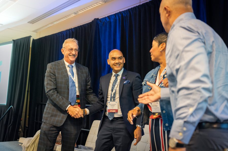FLA members networking at an industry conference